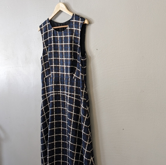 NWT J. Crew Silk Twill Windowpane Midi Dress Sz 12 Style F5452 - Picture 5 of 7